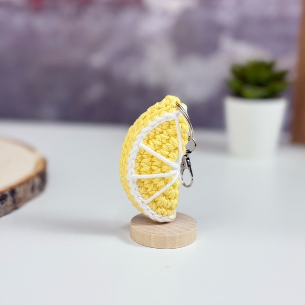 Handcrafted Crochet Lemon Slice Keychain
